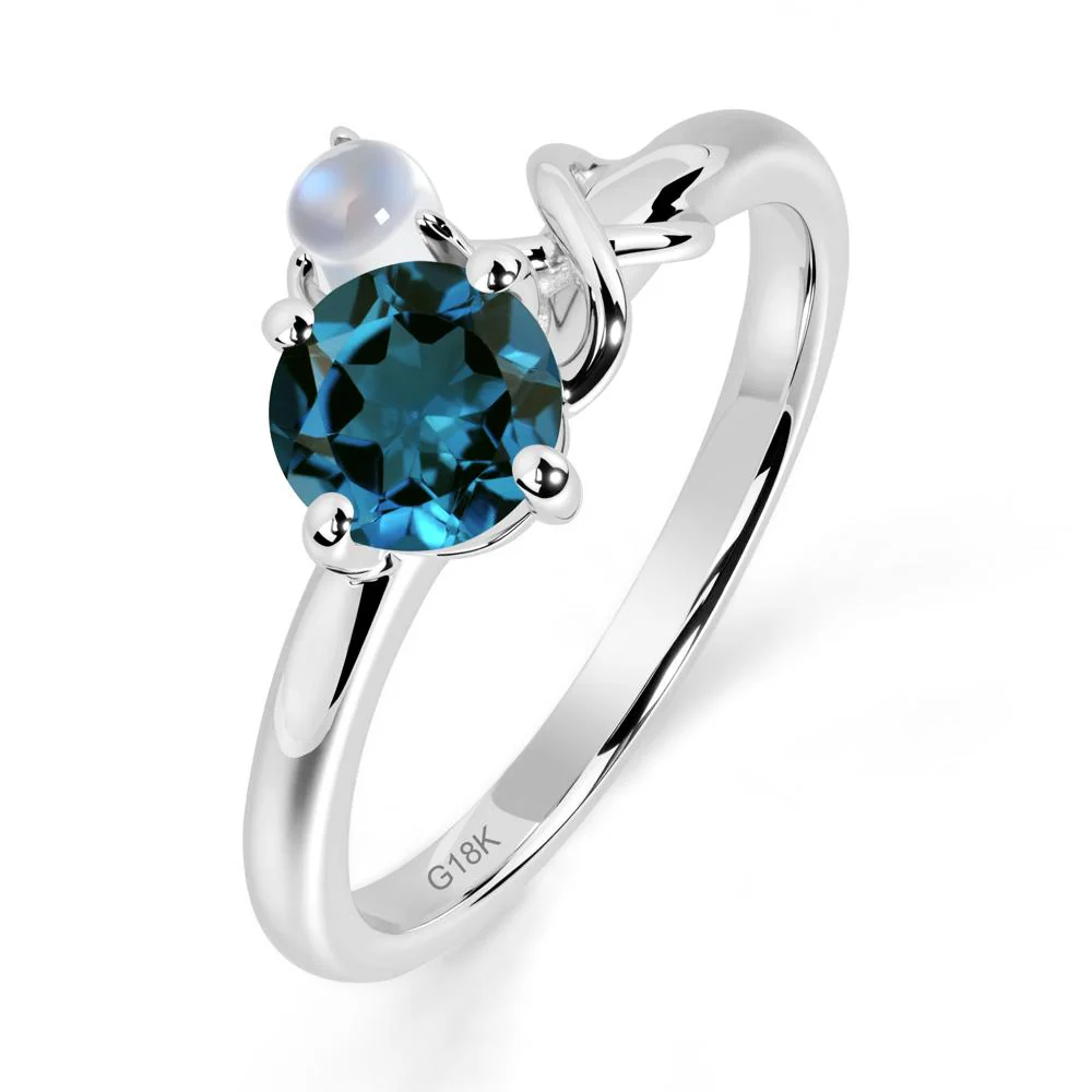 London Blue Topaz and Moonstone Infinity Knot Ring - Image 8