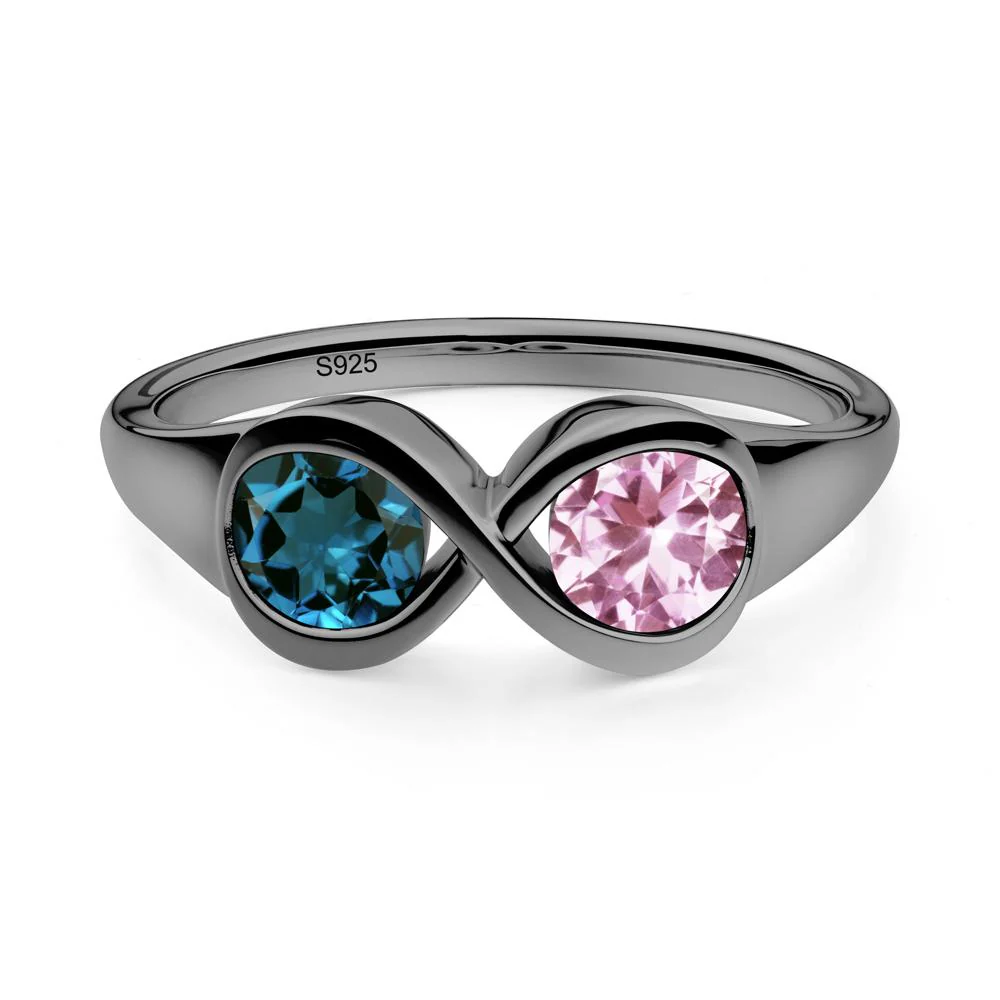 London Blue Topaz and Pink Sapphire Toi Et Moi Infinity Ring - Image 3
