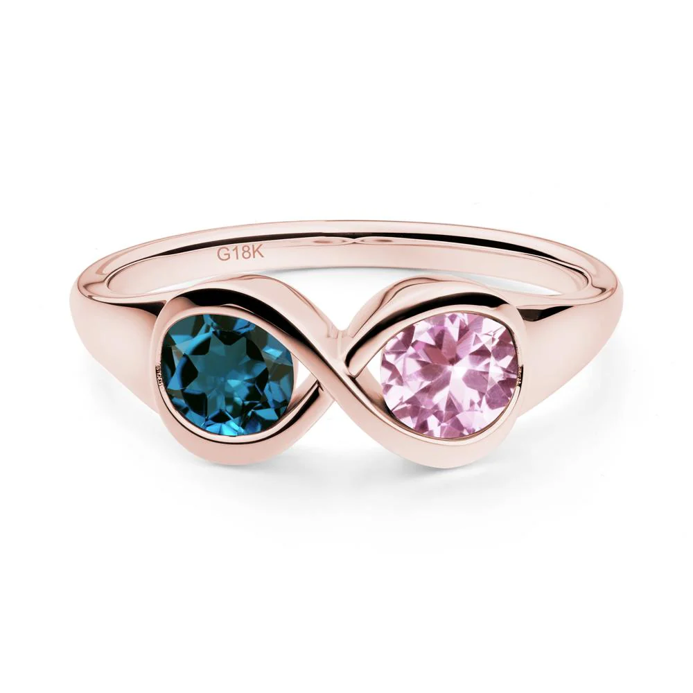 London Blue Topaz and Pink Sapphire Toi Et Moi Infinity Ring - Image 5