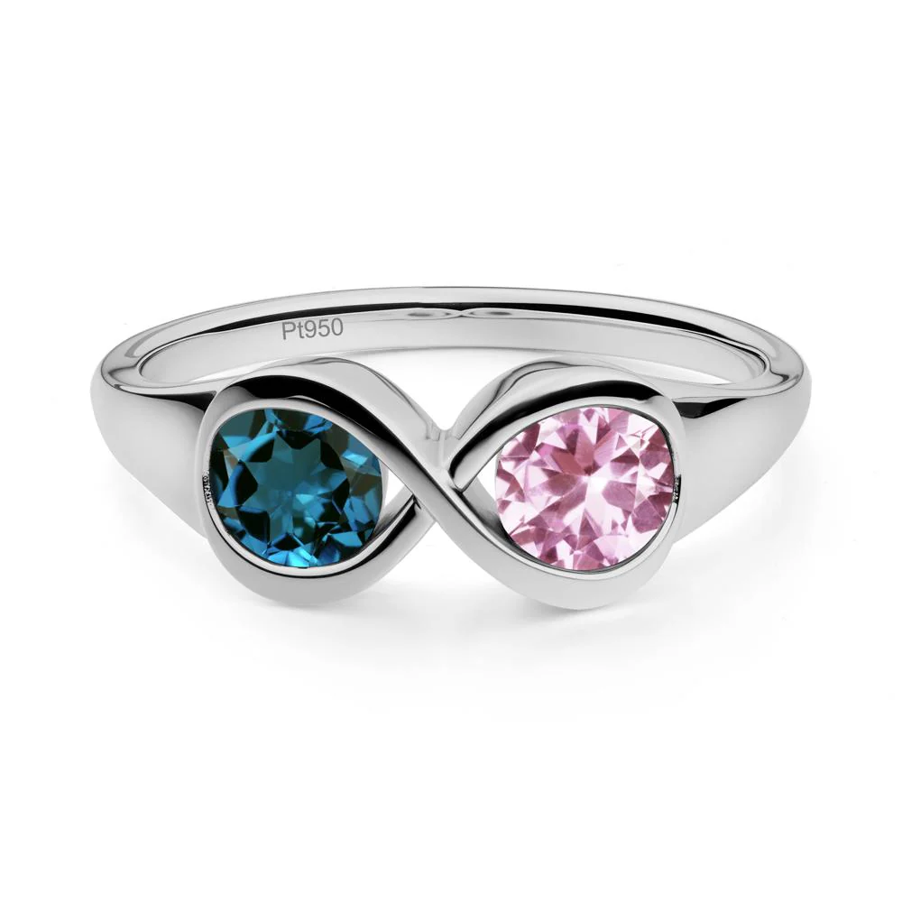 London Blue Topaz and Pink Sapphire Toi Et Moi Infinity Ring - Image 8