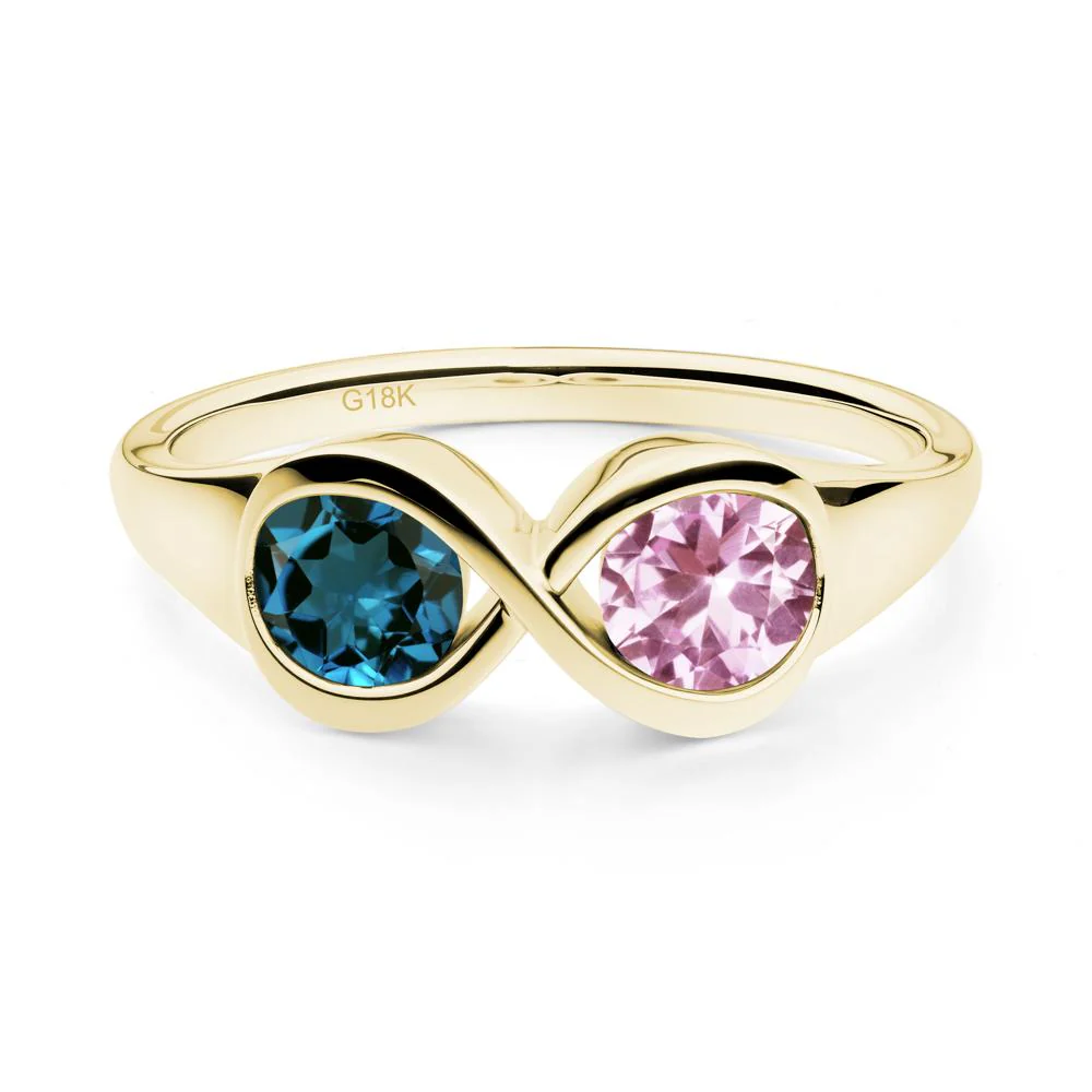 London Blue Topaz and Pink Sapphire Toi Et Moi Infinity Ring - Image 9