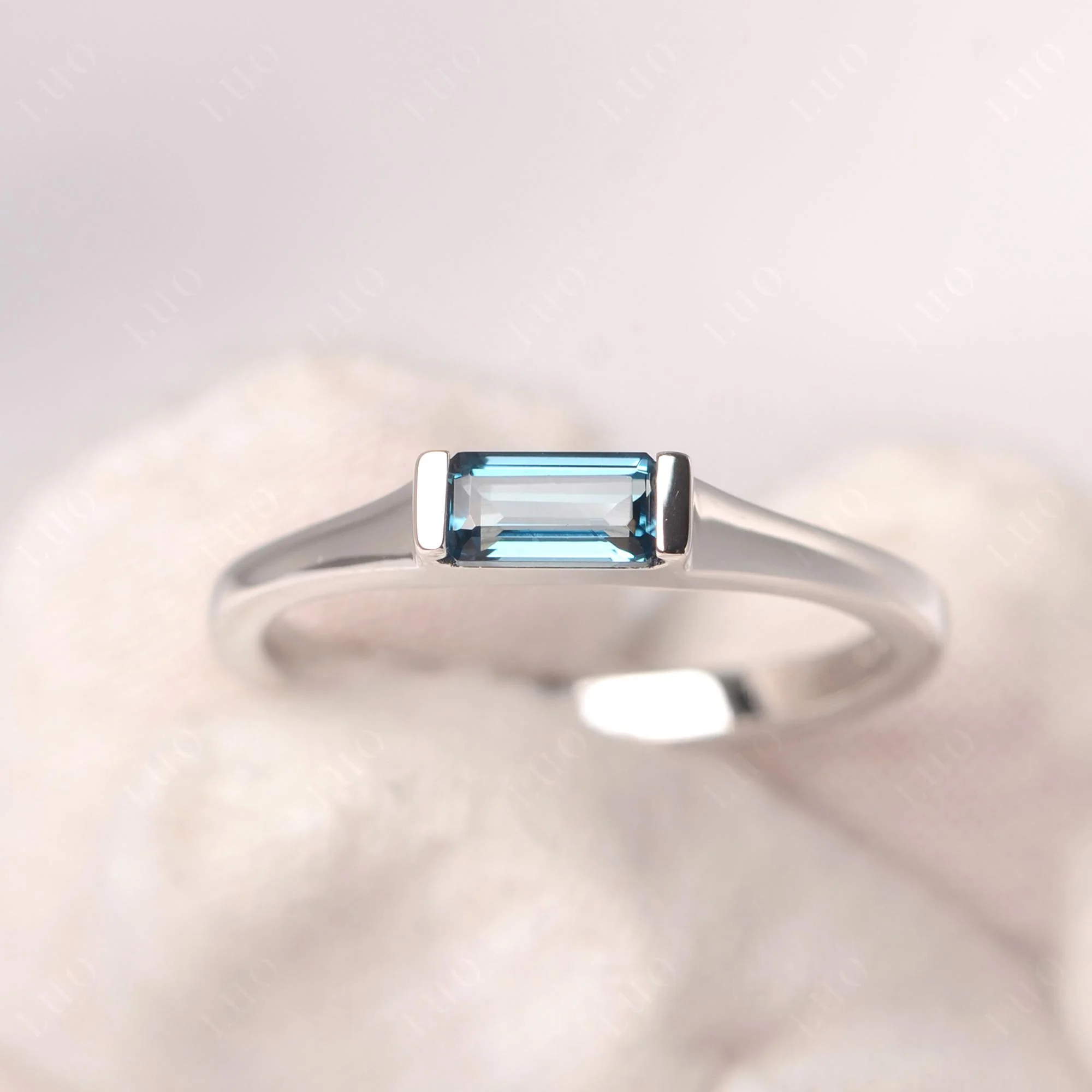 London Blue Topaz Baguette Ring - Image 10