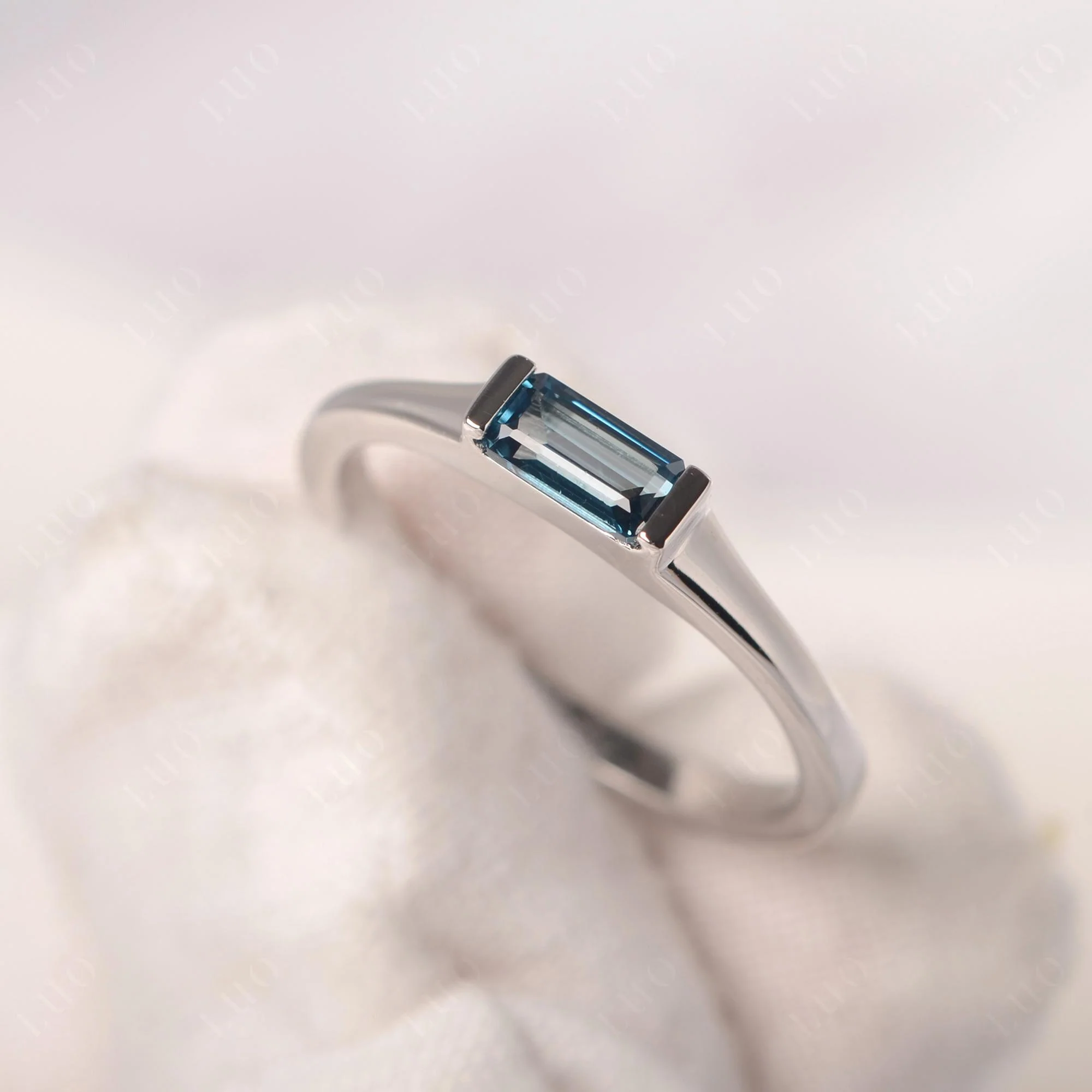 London Blue Topaz Baguette Ring - Image 11