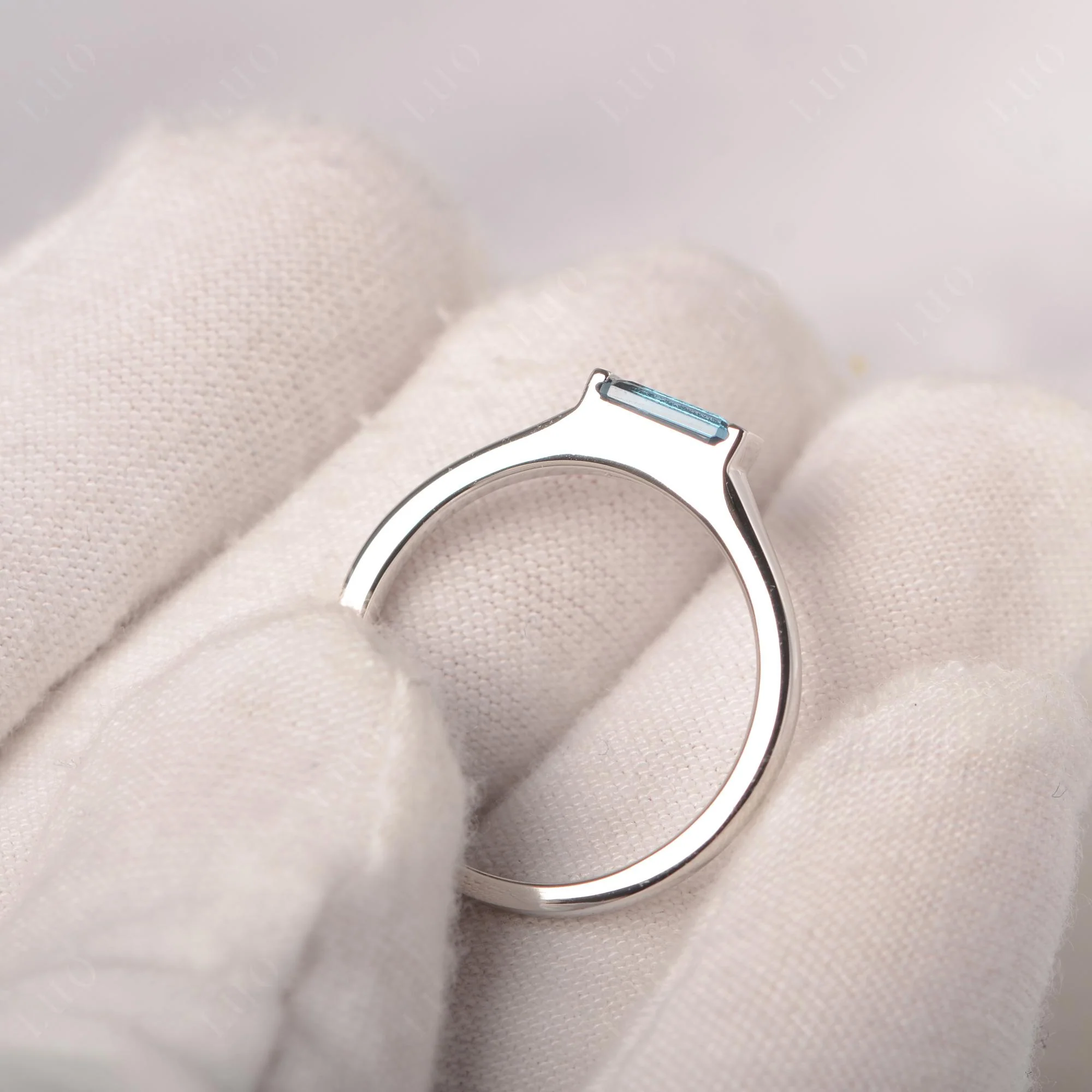 London Blue Topaz Baguette Ring - Image 12