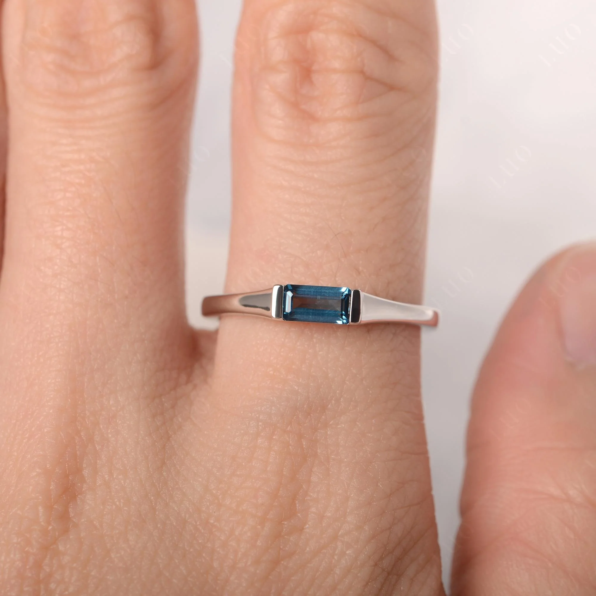 London Blue Topaz Baguette Ring - Image 14