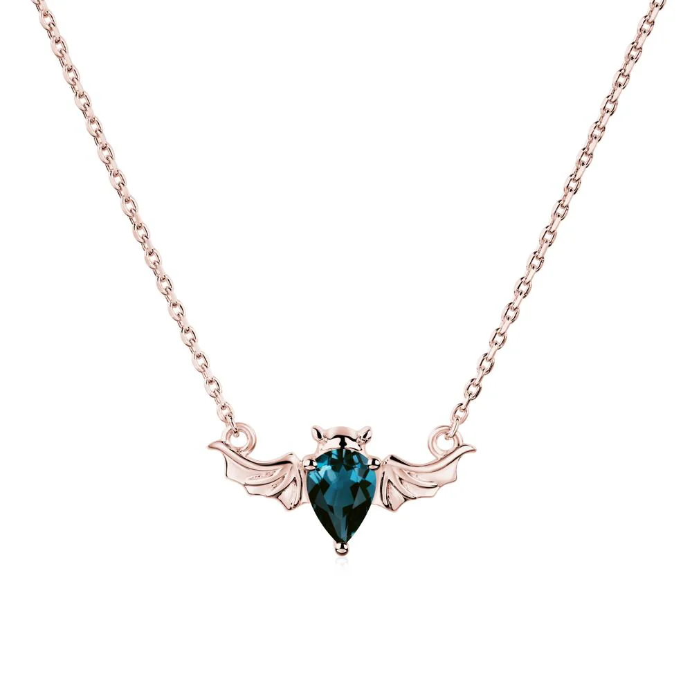 London Blue Topaz Bat Necklace Pendant - Image 4