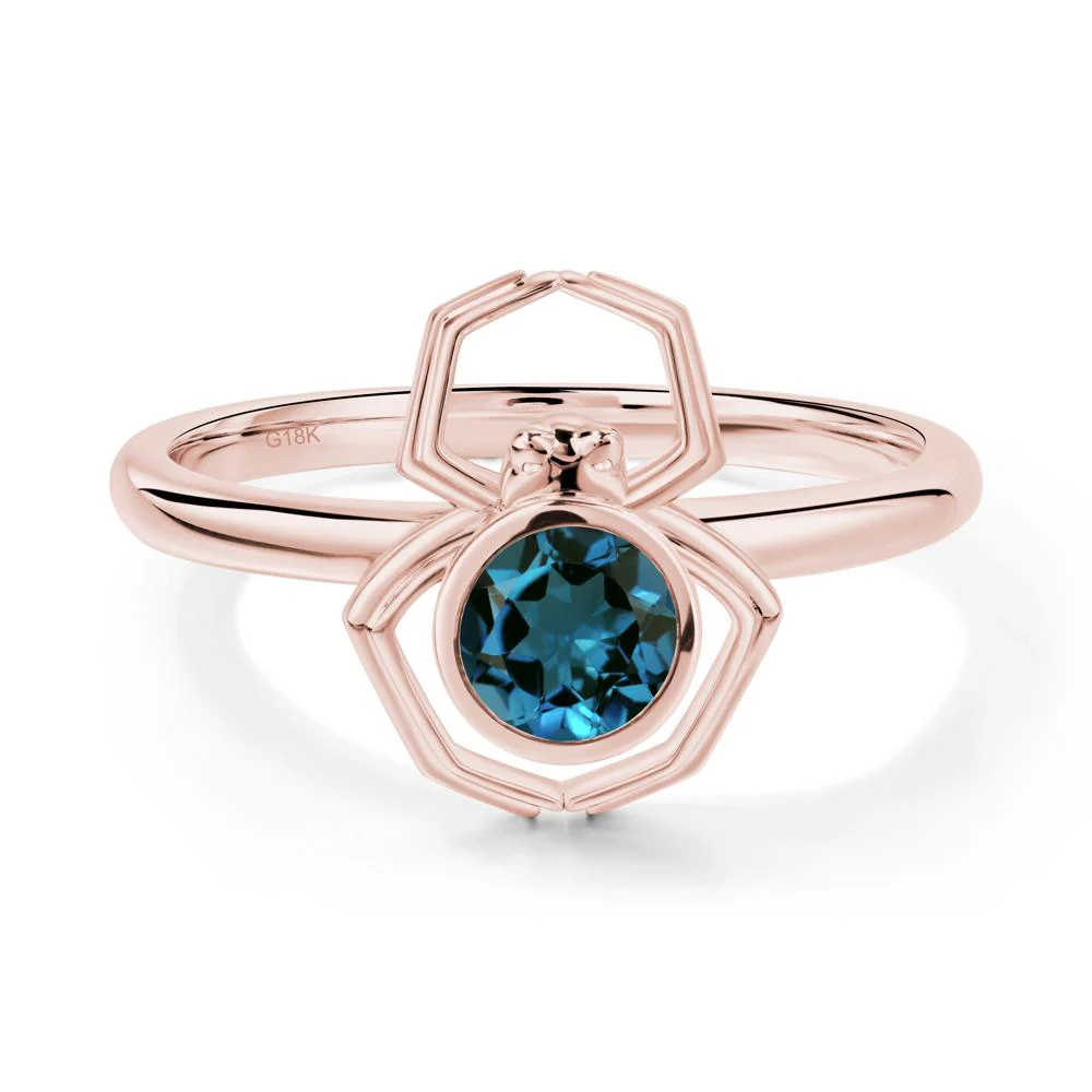 London Blue Topaz Bezel Set Spider Ring - Image 6