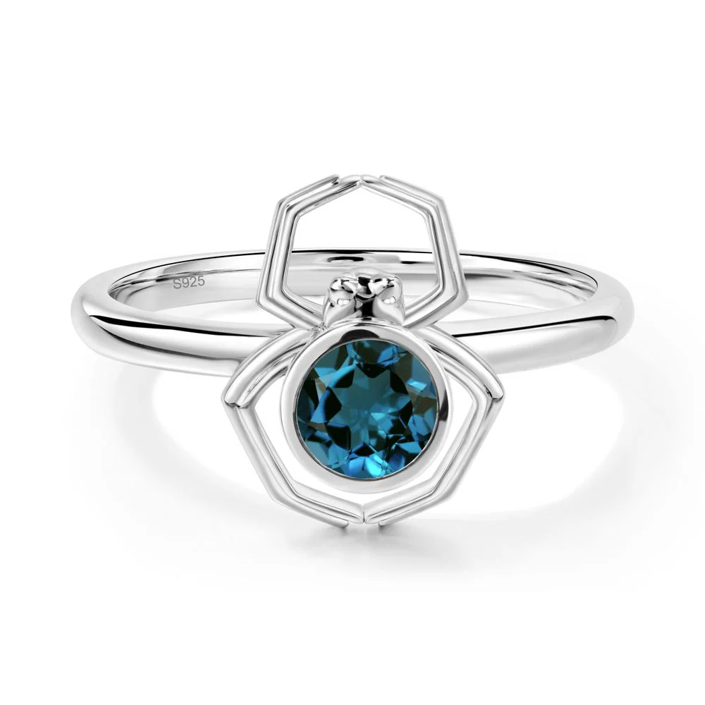 London Blue Topaz Bezel Set Spider Ring - Image 7