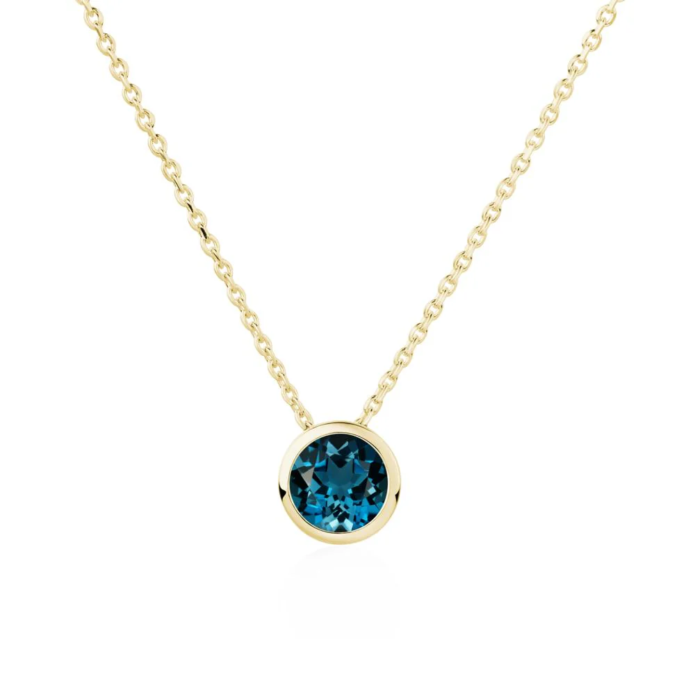 London Blue Topaz Bezel Solitaire Necklace - Image 5