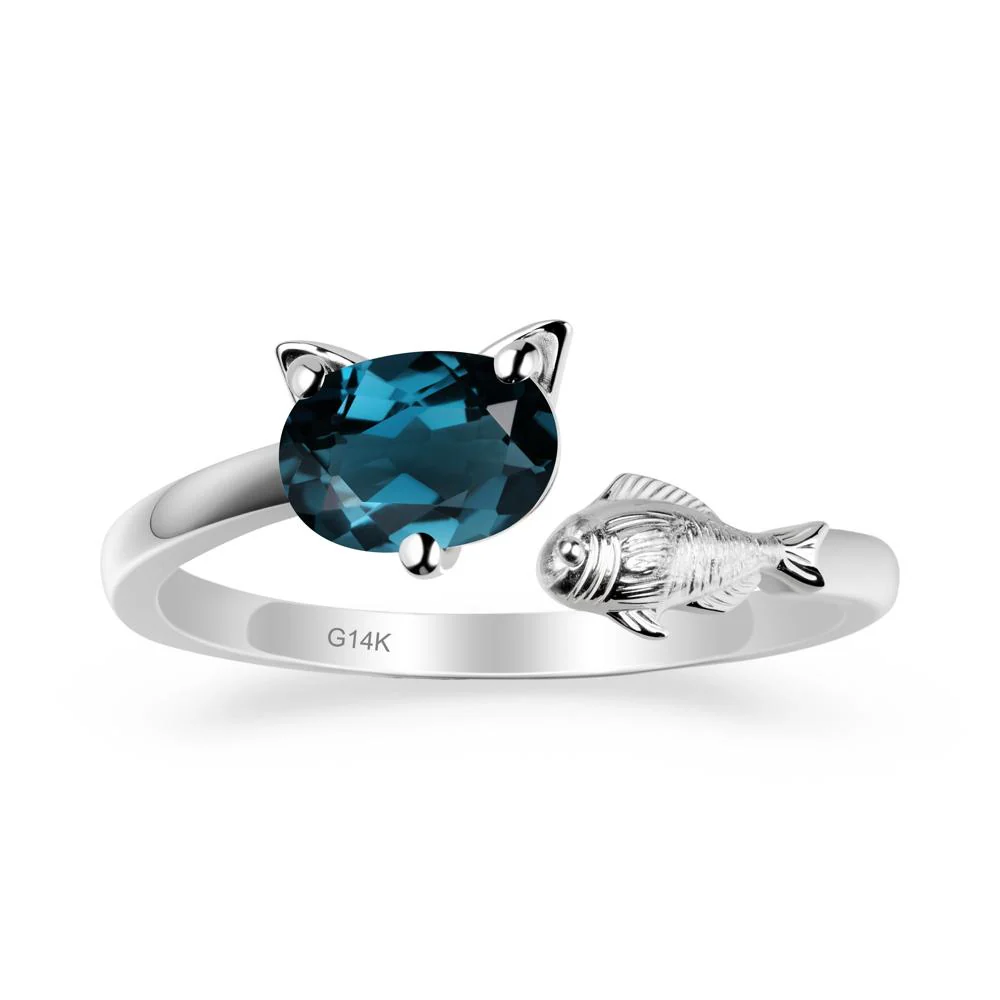 London Blue Topaz Cat and Fish Ring