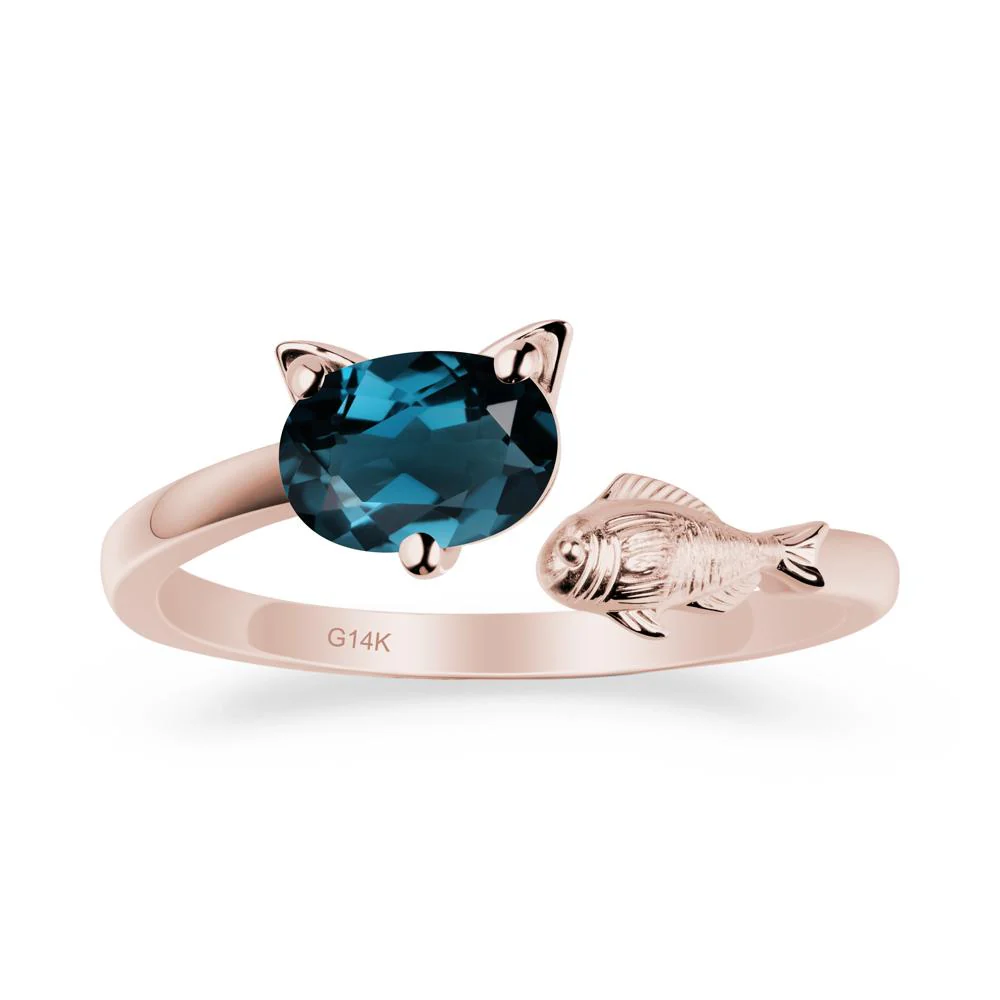 London Blue Topaz Cat and Fish Ring - Image 2