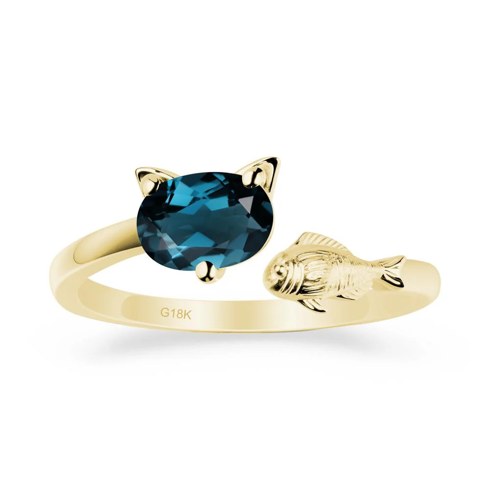London Blue Topaz Cat and Fish Ring - Image 6
