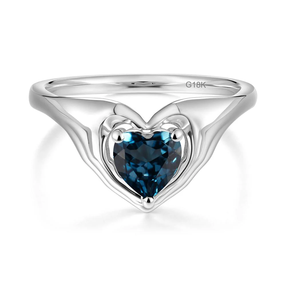 London Blue Topaz Claddagh Promise Ring - Image 2