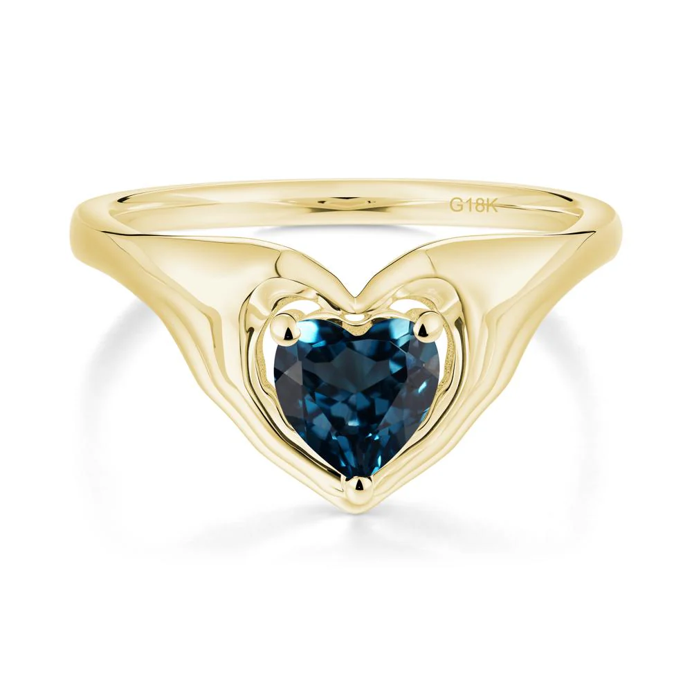 London Blue Topaz Claddagh Promise Ring - Image 3