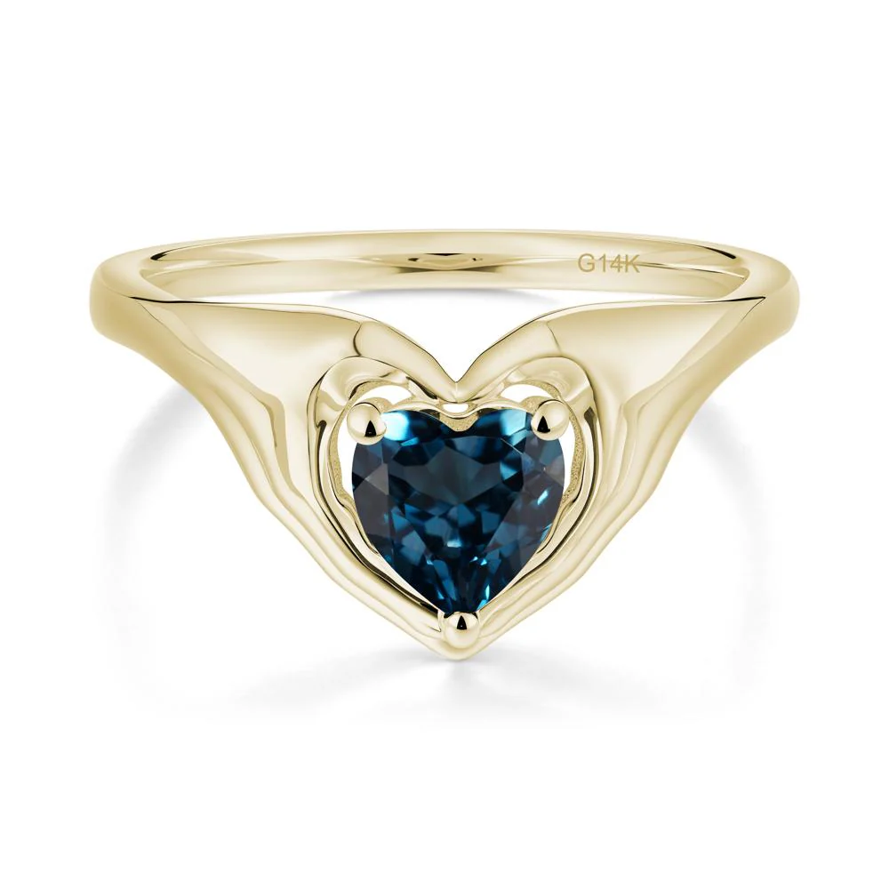 London Blue Topaz Claddagh Promise Ring - Image 4