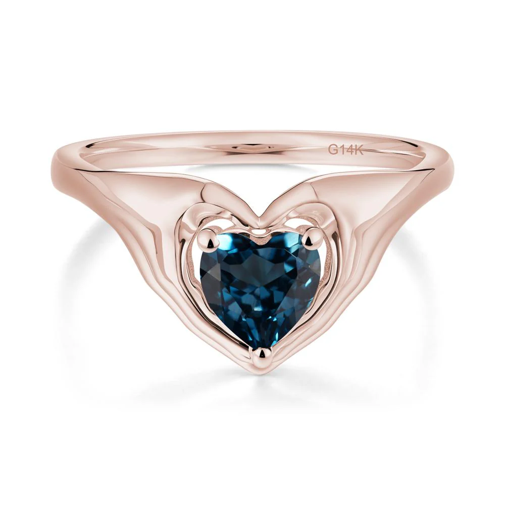 London Blue Topaz Claddagh Promise Ring - Image 6
