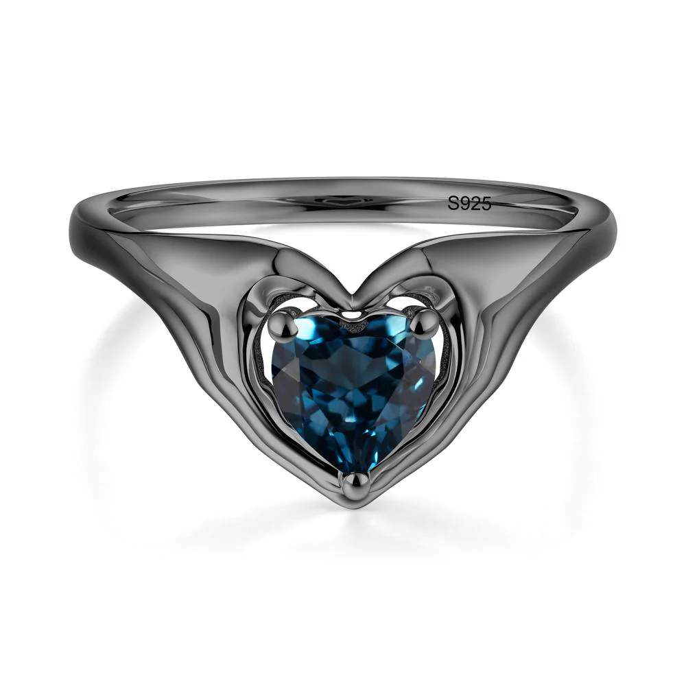 London Blue Topaz Claddagh Promise Ring - Image 7