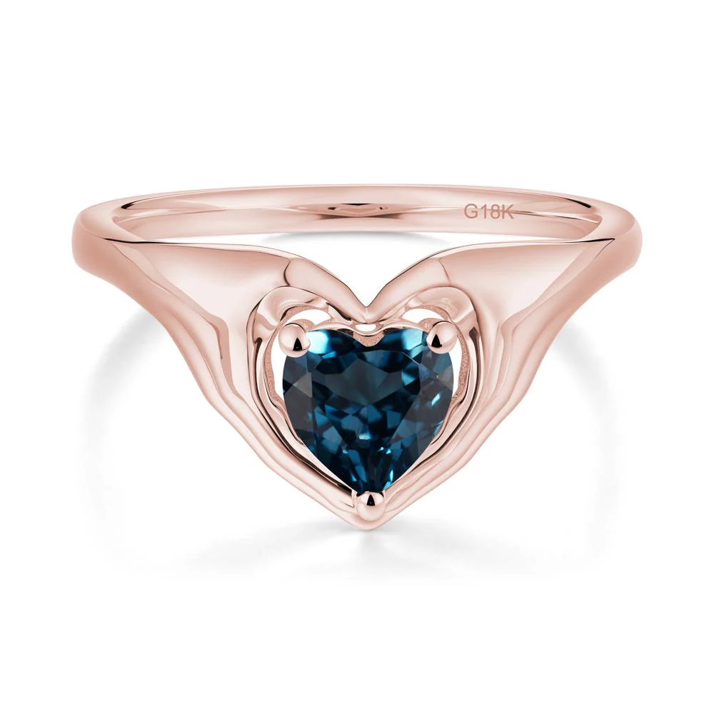 London Blue Topaz Claddagh Promise Ring - Image 8