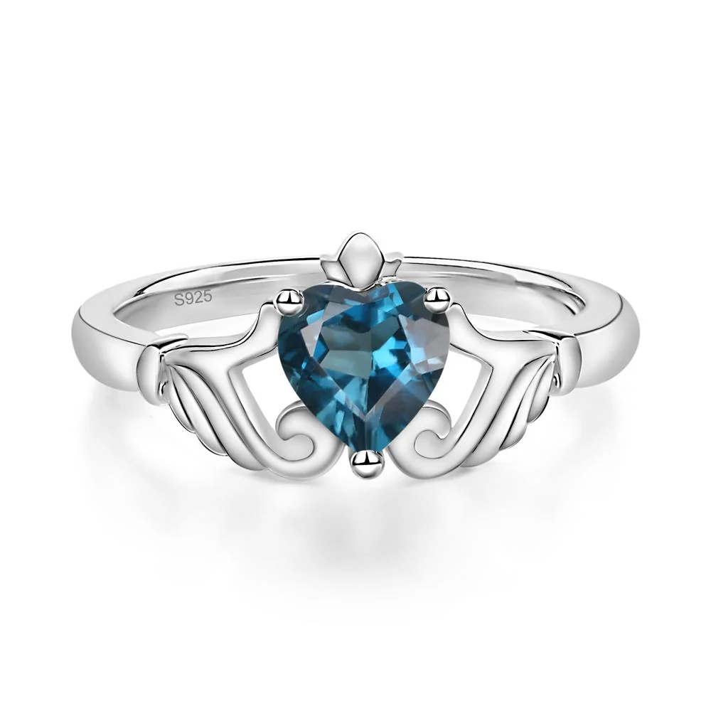 London Blue Topaz Claddagh Ring