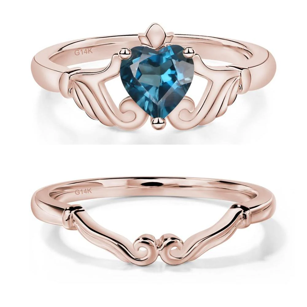London Blue Topaz Claddagh Ring - Image 11