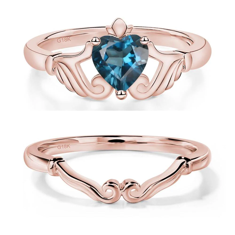 London Blue Topaz Claddagh Ring - Image 17