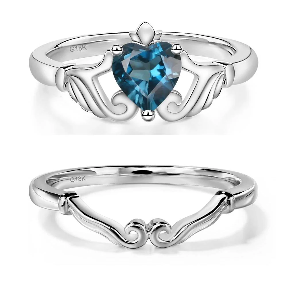 London Blue Topaz Claddagh Ring - Image 19