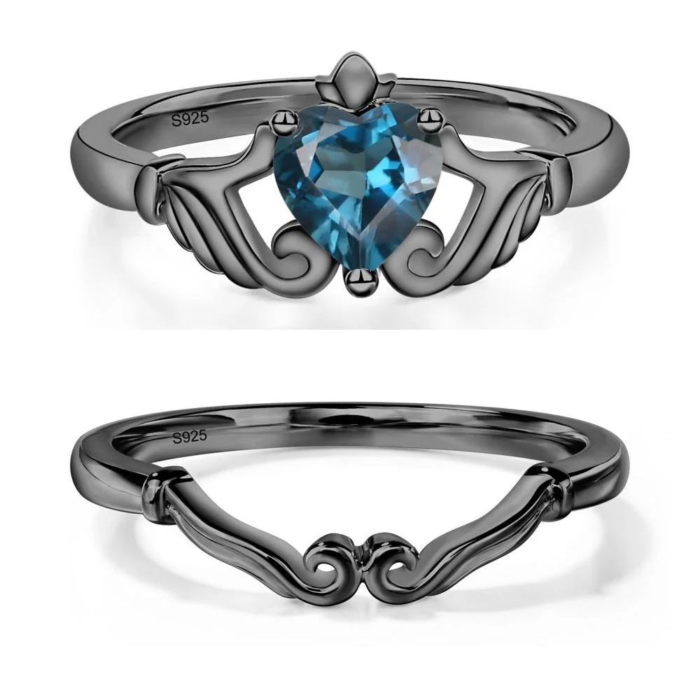 London Blue Topaz Claddagh Ring - Image 23