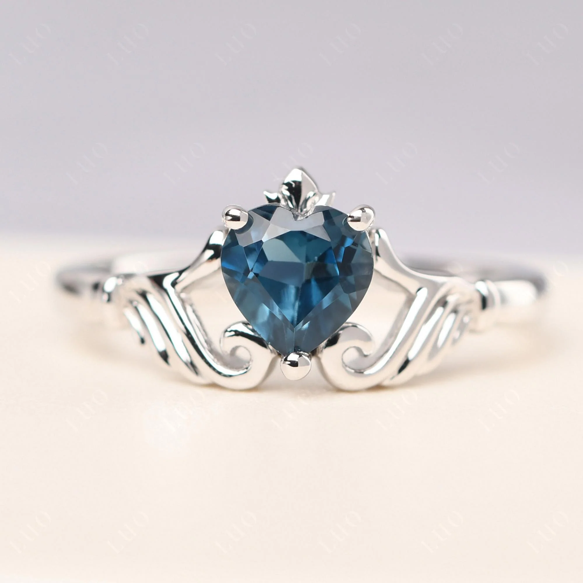 London Blue Topaz Claddagh Ring - Image 29