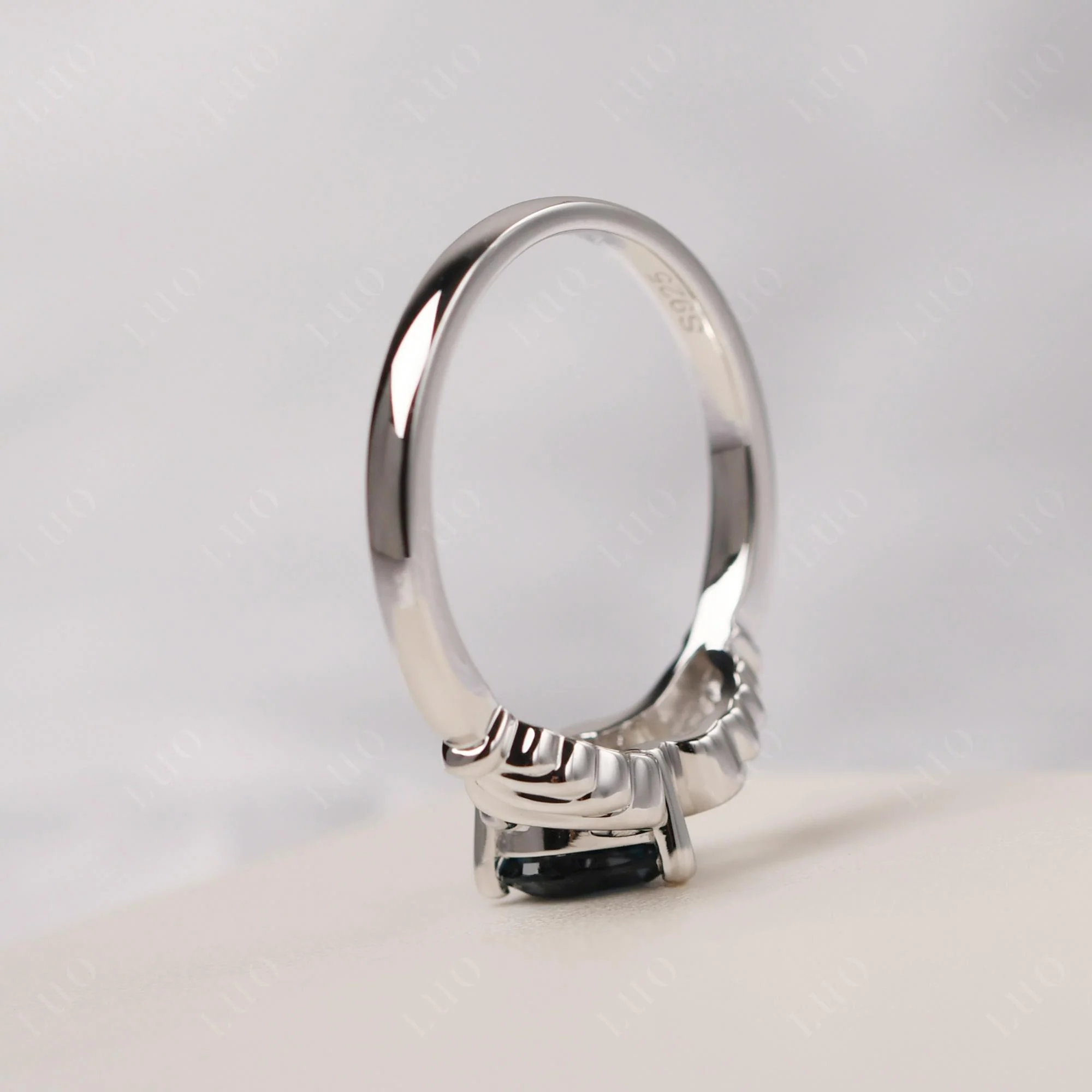 London Blue Topaz Claddagh Ring - Image 32