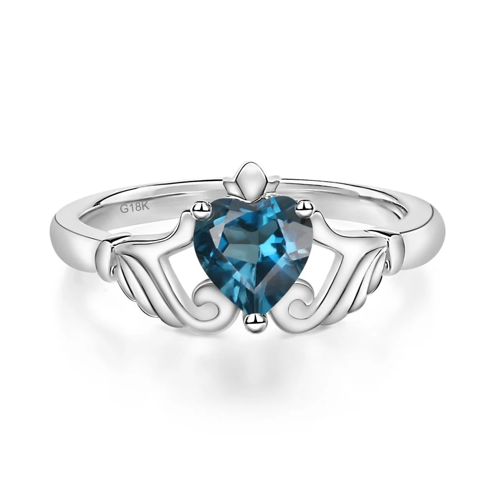 London Blue Topaz Claddagh Ring - Image 6