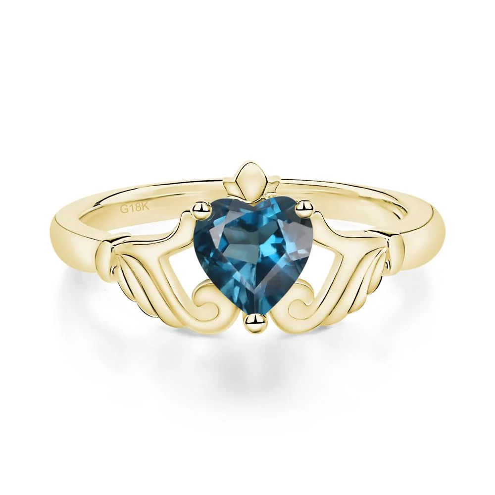 London Blue Topaz Claddagh Ring - Image 7