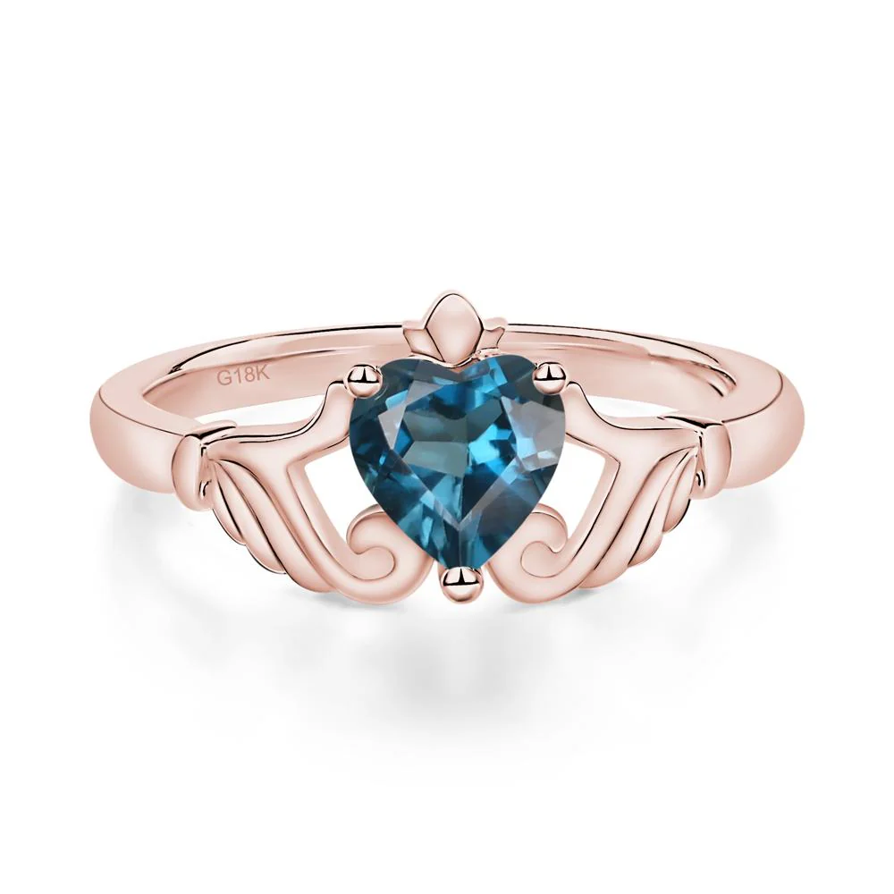 London Blue Topaz Claddagh Ring - Image 8