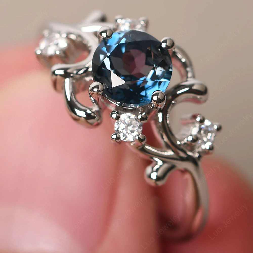 London Blue Topaz Intricate Engagement Ring - Image 2