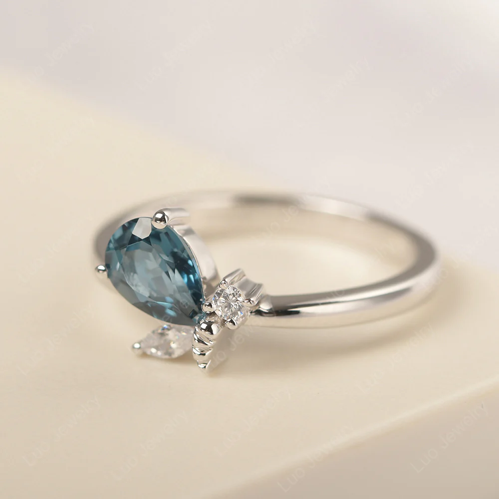 London Blue Topaz Bee Engagement Ring - Image 3