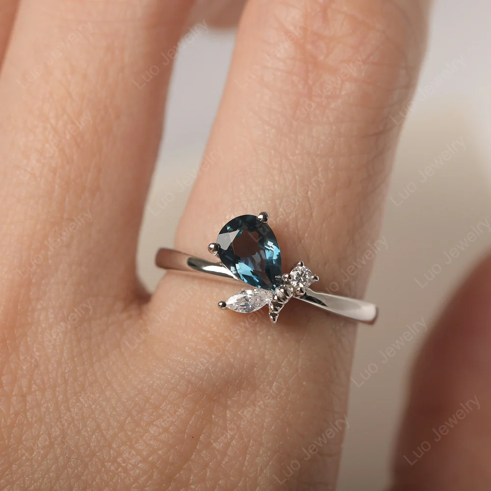 London Blue Topaz Bee Engagement Ring - Image 6