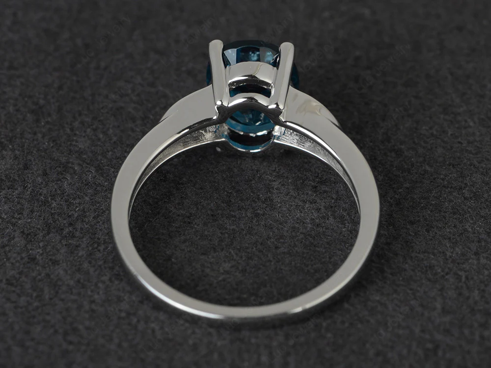 Simple Oval Cut London Blue Topaz Engagement Ring - Image 3