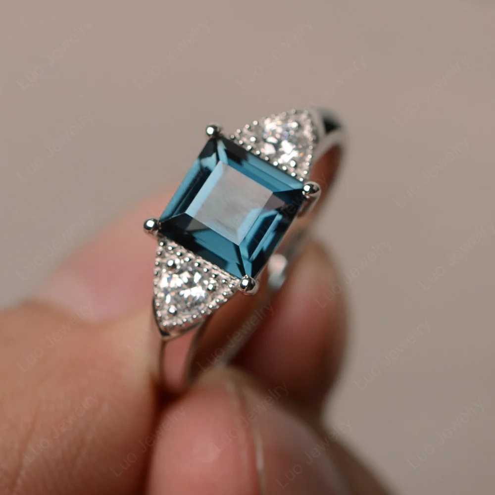 London Blue Topaz Engagement Ring Square Cut