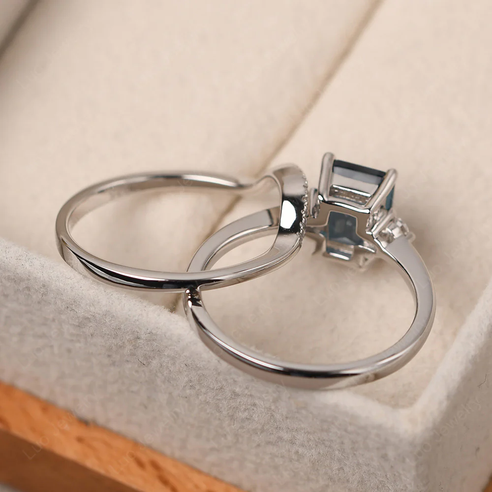 London Blue Topaz Engagement Ring with Band - Image 5