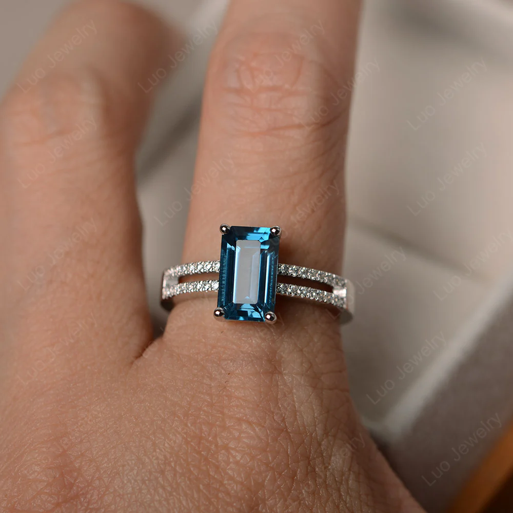 London Blue Topaz Split Shank Promise Ring - Image 4