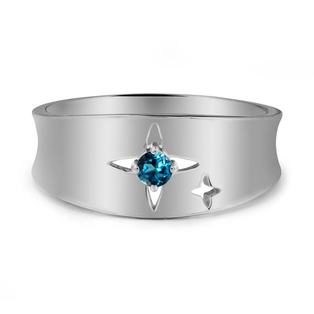 London Blue Topaz Four Point Star Ring