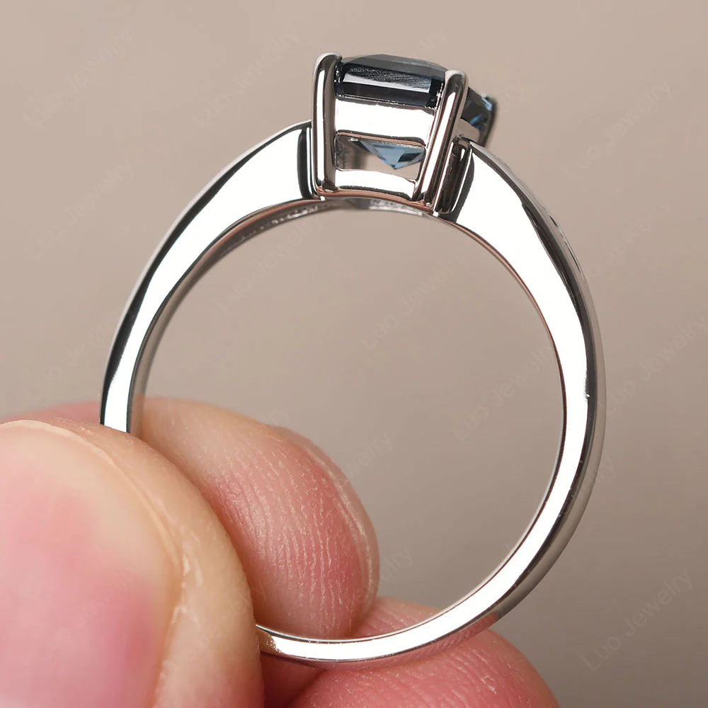 London Blue Topaz Ring with Channel Set Band - Image 5