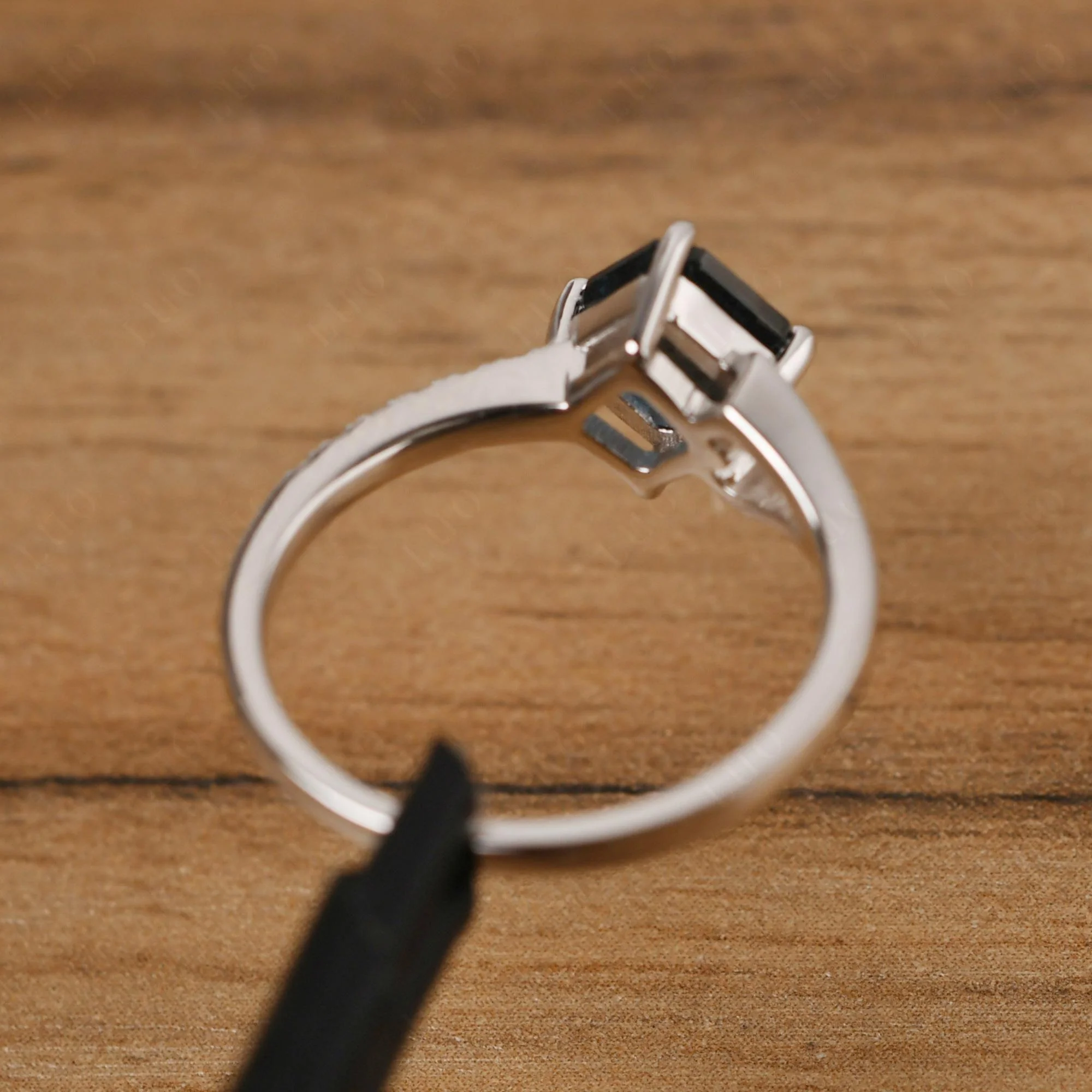 London Blue Topaz Ring Asscher Engagement Ring - Image 14