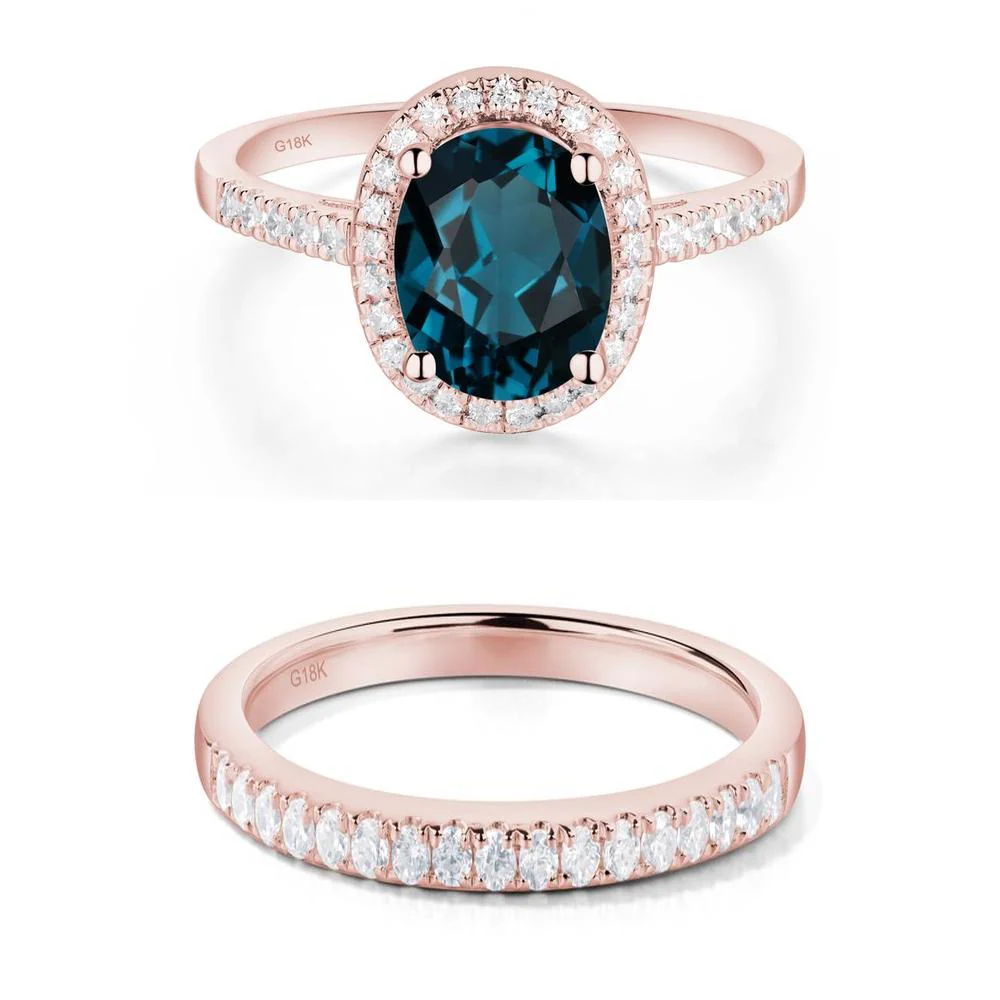 Oval London Blue Topaz Halo Ring - Image 17
