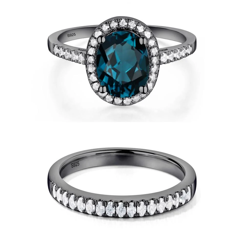 Oval London Blue Topaz Halo Ring - Image 23