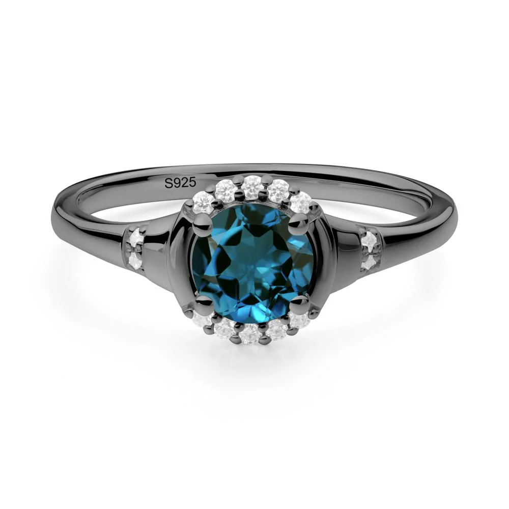 London Blue Topaz Halo Statement Ring - Image 4