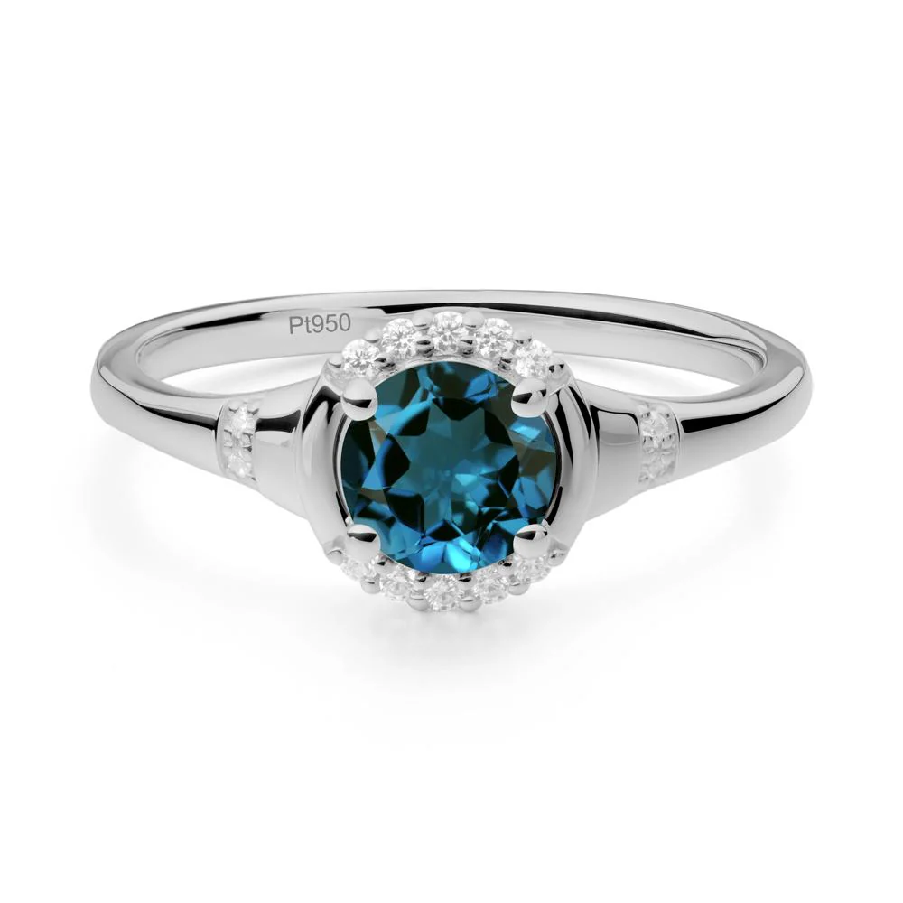 London Blue Topaz Halo Statement Ring - Image 5