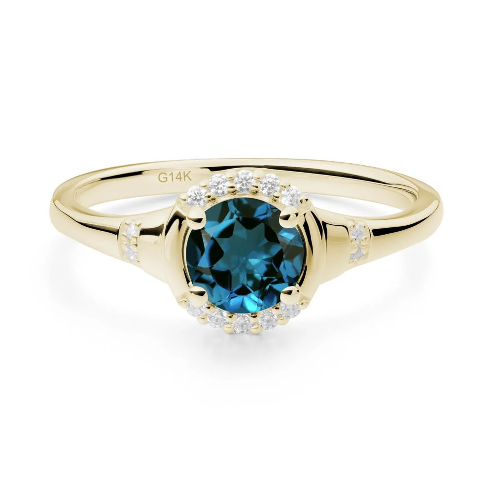 London Blue Topaz Halo Statement Ring - Image 7