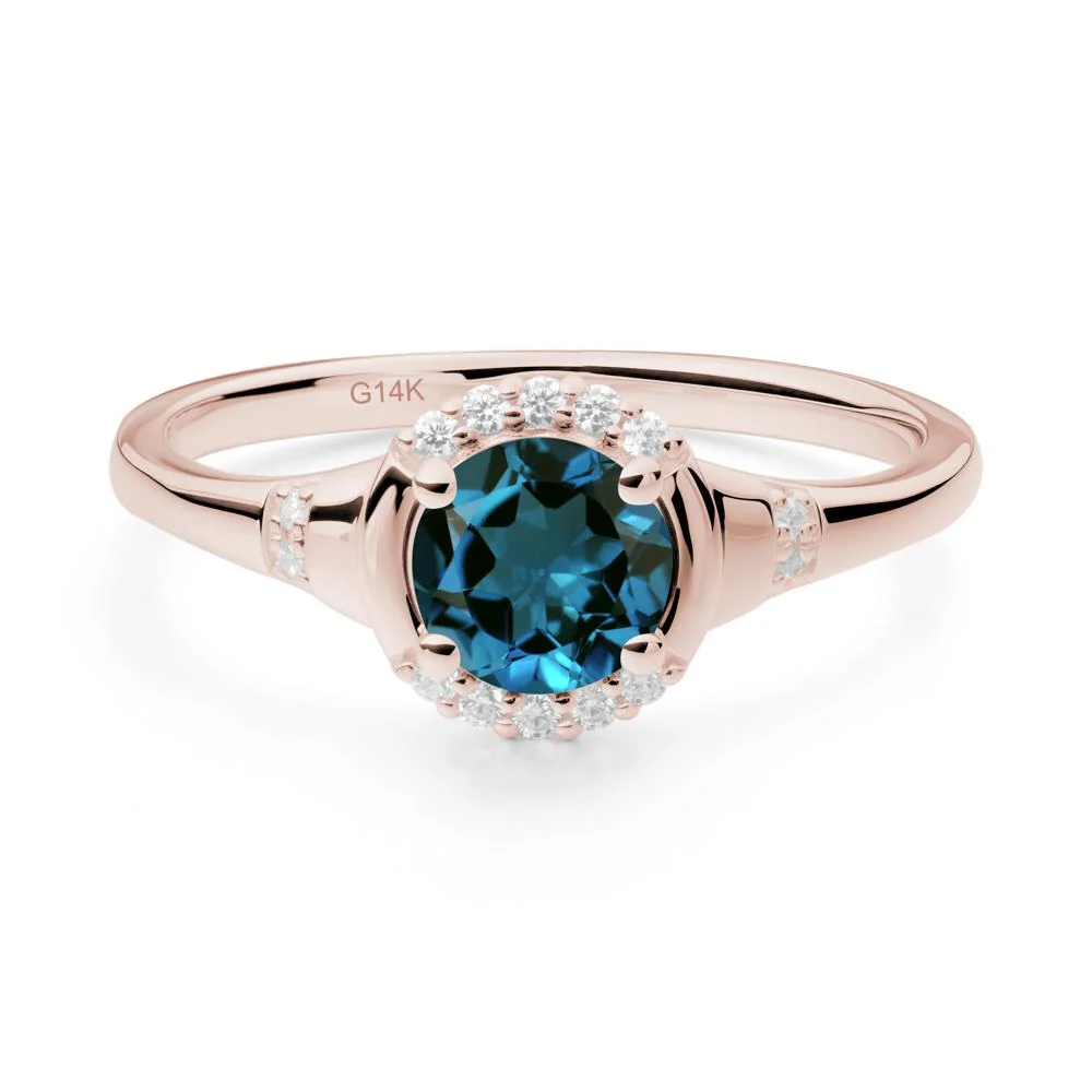 London Blue Topaz Halo Statement Ring - Image 8