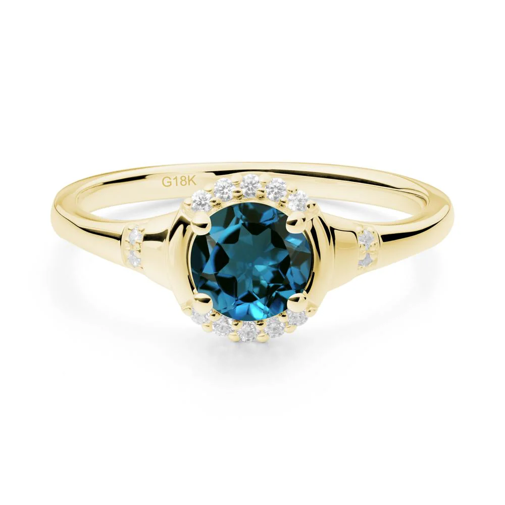 London Blue Topaz Halo Statement Ring - Image 9