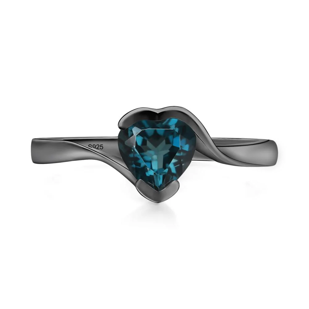 London Blue Topaz Heart Shape Solitaire Ring